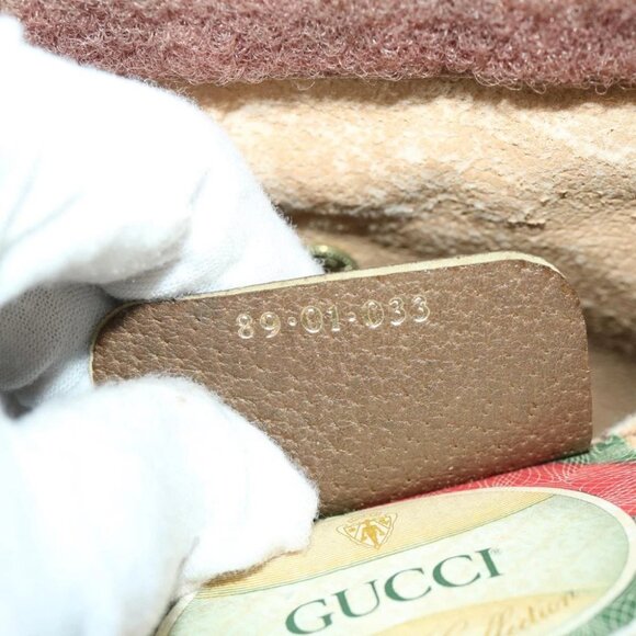 GUCCI GG Supreme Web Sherry Line Clutch Bag PVC Beige Red 89 01 033 Auth 68825 - Picture 13 of 14